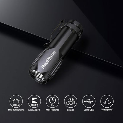Small LED Flashlight 4 Pack, Rechargeable EDC Compact Pocket Lights, 400 Lumens Mini Flash Light with Clip, Bright Little Flashlights for Home, Emergency, Camping, Outdoor 2B2G