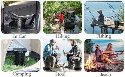 ALEVMOOM Portable Toilet for Adults Outdoor Camping Adjustable Folding Toilet with 6 Garbage Bags,2.8 Pounds Lightweight Portable Potty for Travel/Boat/Road Trips/Beach Black