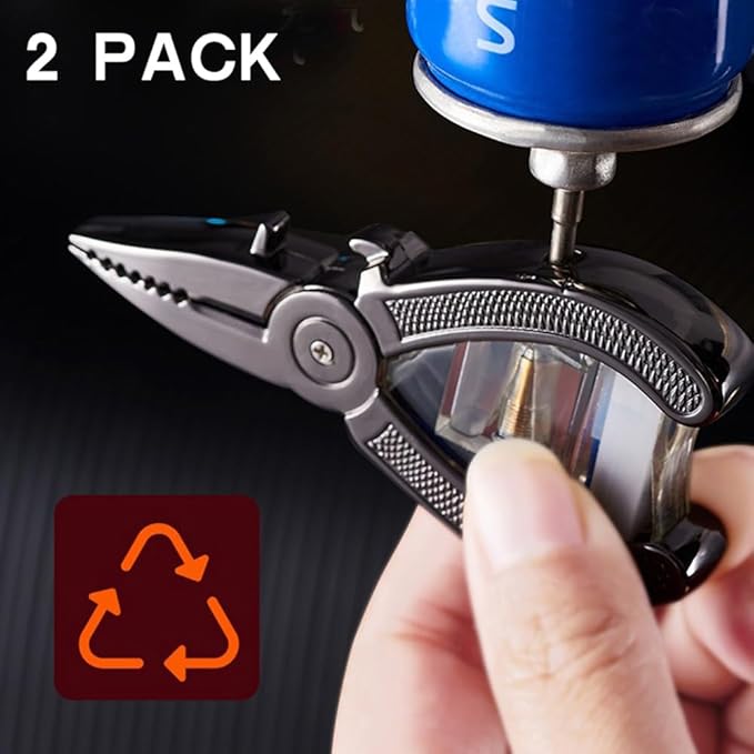 2PACK Black Windproof Flame Adjustable Lighter,Cool,Jet Torch Flame Lighters,Butane Refillable Torch,BBQ Candles Camping (No Butane Fuel)