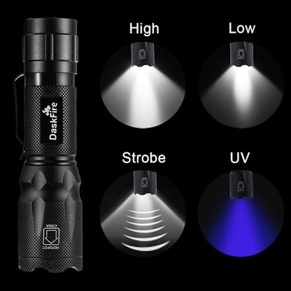 2 in 1 Blacklights Flashlight, UV 395nm Ultraviolet Torch Light High Lumen for Home Security, Outdoor Camping Cycling Hiking, Scorpion Hunting, Pet Urine Stain Detect, Car Fuel Leak