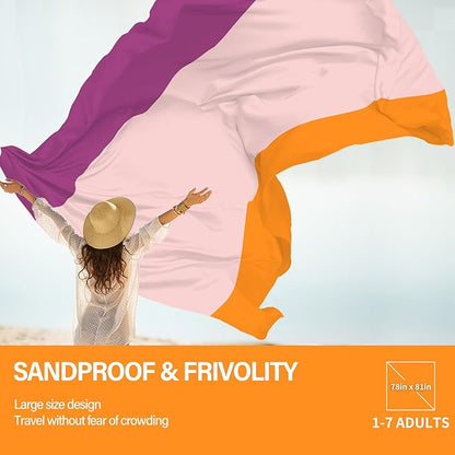 Beach Blanket Oversized Extra Large 78" X 81",Waterproof Sandproof Beach Blanket 1-7 Adults Lightweight Durable for Travel Camping Hiking Picnic