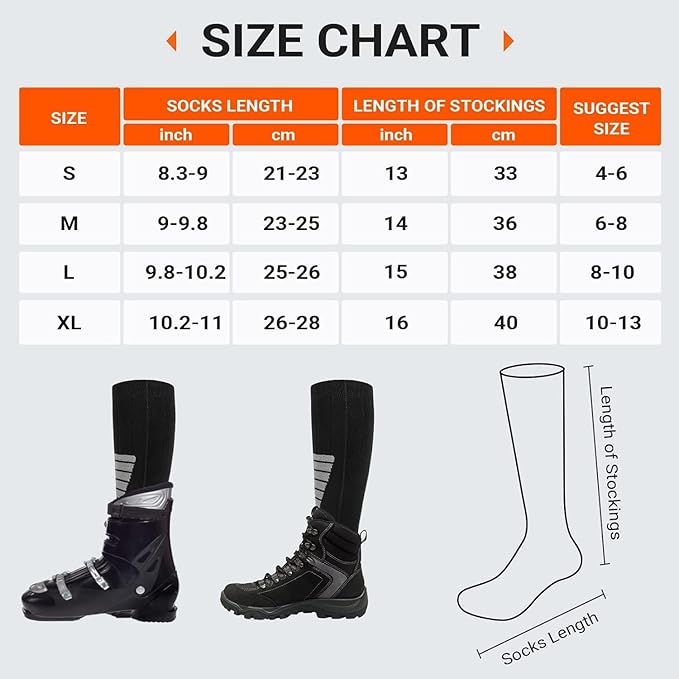 Heated Socks for Women Men Rechargeable Washable, Battery Electric Heated Socks Foot Warmers with APP Control for Skiing Hunting Riding Camping Fishing Hiking Outdoor Work