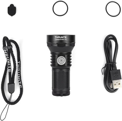 ThruNite Catapult Mini V2 LED Searchlight, 515 Meters Long Throw, High 1108 Lumens Rechargeable Flashlight for Law Enforcement, Search and Rescue, Emergency Signaling, EDC Use, Cool White