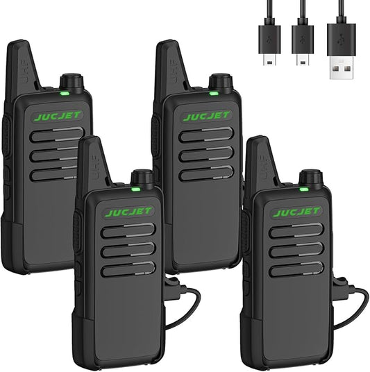 F20 Walkie Talkies, Mini 2 Way Radio Rechargeable, Portable FRS Two Way Radios for Camping Hiking Hotel (4 Pack)