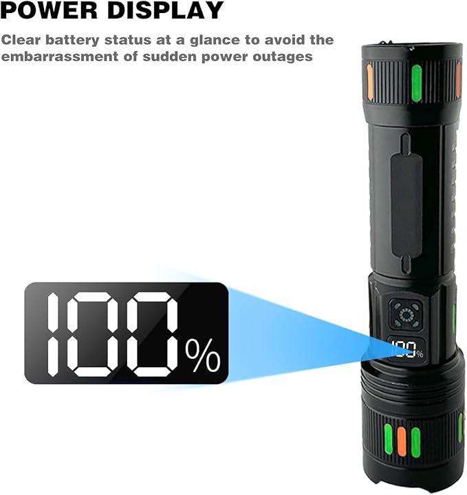 Flashlights Rechargeable High Lumens, Super Bright Flashlight, Adjustable Tactical Flashlight Waterproof Handheld Flash Light LED Flashlight for Emergencies, Camping, Hiking