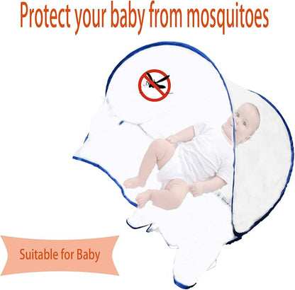 CMINGJ Portable Mosquito Head Net Foldable Pop-Up Travel Essentials Mosquito Net for Bed Free Installation-Large Size Suitable for Bedroom, Camping, nap (Large)