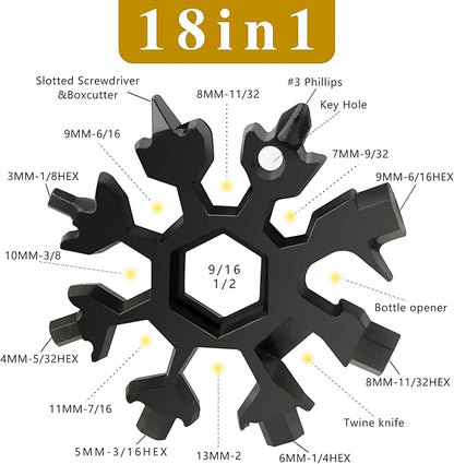 18-in-1 Stainless Steel Snowflake Keychain Multi-Tool Portable Keychain Screwdriver Bottle Opener Tool for Outdoor Camping Gift for Valentine's Day, Birthday, and Happy New Year (Multi 6 PACK)