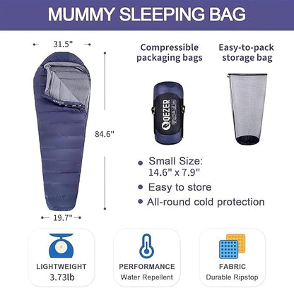 Down Sleeping Bag for Adults 0°F 10°F 15°F 20°F Backpacking Sleeping Bag for Cold Weather with Compression Sack