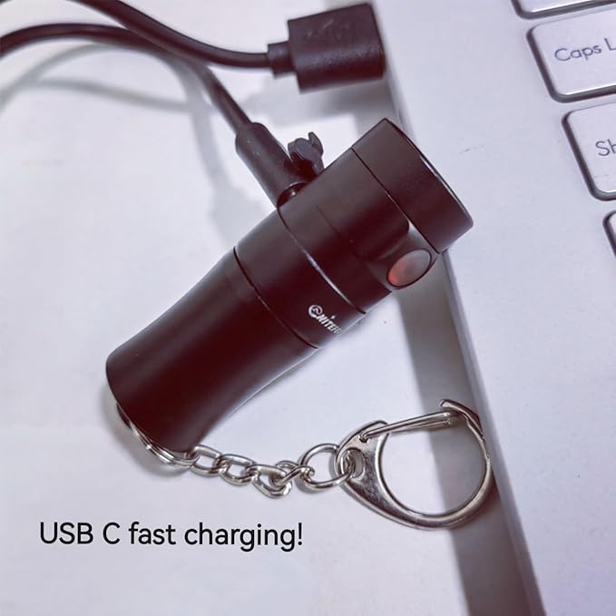 U2 Mini Keychain Flashlight USB Rechargeable Side Switch 400 Lumens High Bright with Built-in Battery Tiny Small Torch for Everyday EDC Emergency Dog Walking Camping Hiking