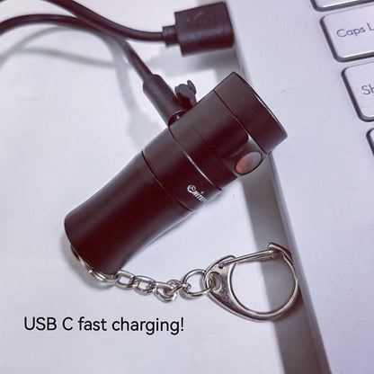 U2 Mini Keychain Flashlight USB Rechargeable Side Switch 400 Lumens High Bright with Built-in Battery Tiny Small Torch for Everyday EDC Emergency Dog Walking Camping Hiking