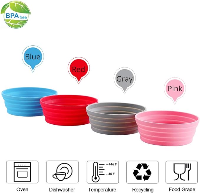 Silicone Expandable Collapsible Bowl for Travel Camping Hiking (Blue(L))