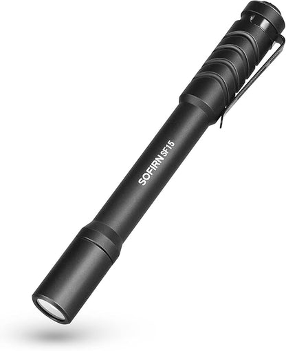 77outdoor Sofirn SF15 Led Flashlight, 2*AAA Batteries Powered, 300 Lumen Pocket EDC UV Black Inspector Penlight for Pet Urine Detector, Home Use, Night Walking, Camping, Reading, Fishing, Cycling