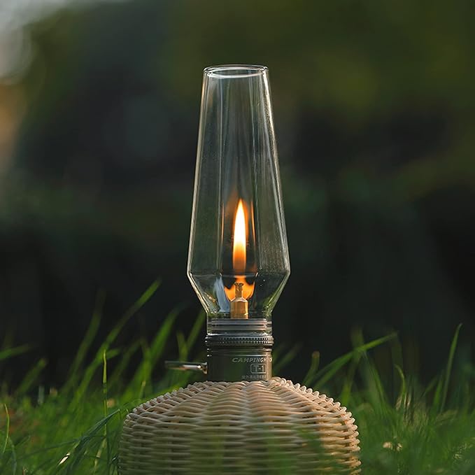 Campingmoon Camping Gas Lantern Propane Lantern Portable Retro Style Lighting Candle Tent Lamp Glass Mantle Lantern for Outdoor Emergency, Silver