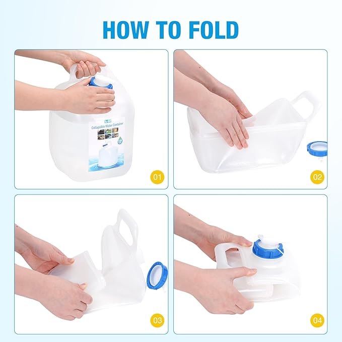 Collapsible Water Container,Potable Water Storage Containers,Water Jug 2.6 Gallon,Camping Water Container with Spigot,Double Handles Foldable Portable Water Jug for Camping,Hiking,Outdoors(2 Pack)