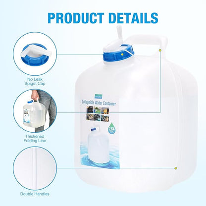 Collapsible Water Container,Potable Water Storage Containers,Water Jug 2.6 Gallon,Camping Water Container with Spigot,Double Handles Foldable Portable Water Jug for Camping,Hiking,Outdoors(2 Pack)