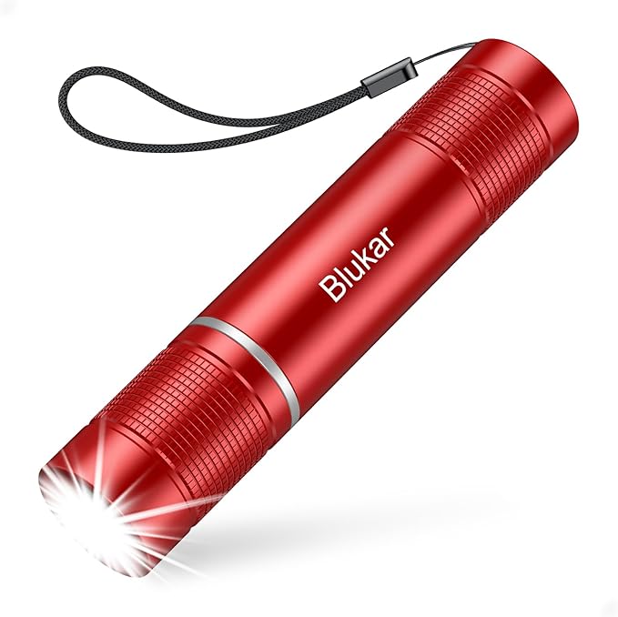 Flashlight Rechargeable,2000L High Lumens Tactical Flashlight,Super Bright Small LED Flash Light-Zoomable,Adjustable Brightness,Long Lasting for Camping,Outdoors,Christmas Gifts Men&Women-Red