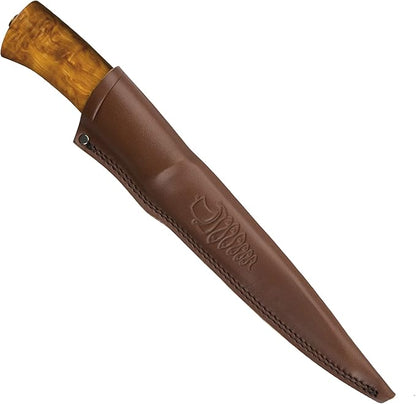 HELLE Knives - Steinbit - Fixed Blade - Fishing Knife - Birch Wood Handle - 12C27 Stainless Steel - Made in Norway