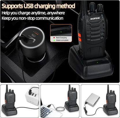 Baofeng Walkie Talkies Long Range Walkie Talkie for Adults with Earpiece Mic Rechargeable 2-Way Radios Copy Frequency Handheld Two-Way Radios Transceiver Walky Talky with USB Base Charger for Camping