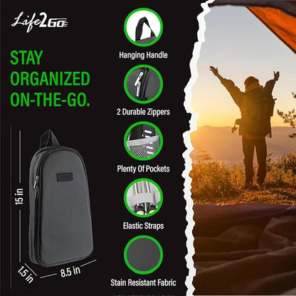 Camp Cooking Utensil Set & Outdoor Kitchen Gear Cookware Kit, Portable Compact Carry Case for Camping, Hiking, Travel, BBQ Grilling Stainless Steel Accessories Spoon & Fork