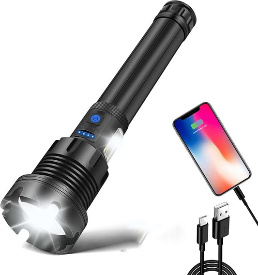 BESTSUN 26000 High Lumens LED Flashlight,Super Bright XHP90 LED Flashlights,Rechargeable Brightest Handheld Led Flash Lights,Powerful Waterproof Zoomable Lamp with 7 Modes for Emergency,Camping