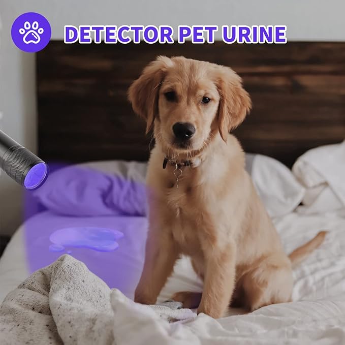 5 Pcs UV Black Light Flashlights Bulk, 9 Led 395-400nm Mini Blacklight Handheld Portable Torch Pet Urine Detector for Bed Bug, Hair, Dog Cat Urine and Stains Batteries Included