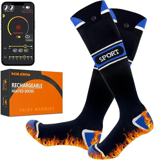 Heated Socks for Men Women,5000mAh Rechargeable Foot Warmer Electric Heating Socks with 3 Heating Settings & App Remote Control Thermal Electric Socks,Warm Socks for Hunting Skiing Camping Hiking
