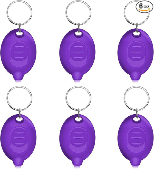 Mini UV Led Keychain Flashlight, Tiny Flashlight, Small Black Light Key Ring Flashlight, 12 Lumen Portable Ultra Bright Battery Powered Mini Black Light for Detector & Scorpion Finder (6PCS)