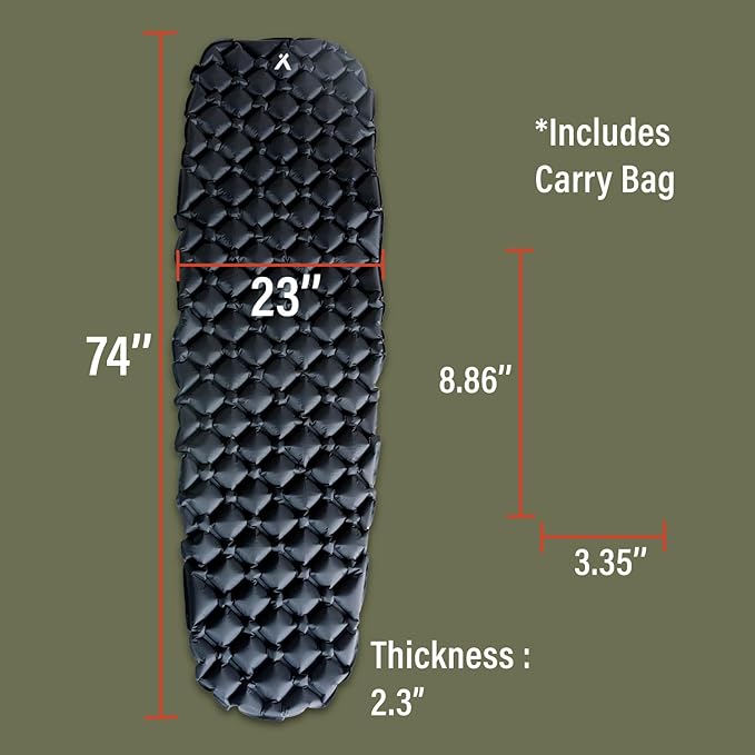 Bear Grylls Inflatable Sleeping Pad for Camping, Lightweight Hiking and Backpacking, Air Bed for Warm and Cold Weather