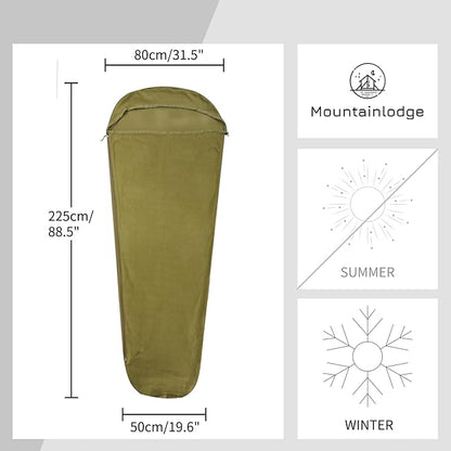Ultralight Fleece Sleeping Bag Liner,Mummy Sleeping Bag Liner with Hood and Stuff Sack Suit for Camping,Travelling and Hiking in All Seasons