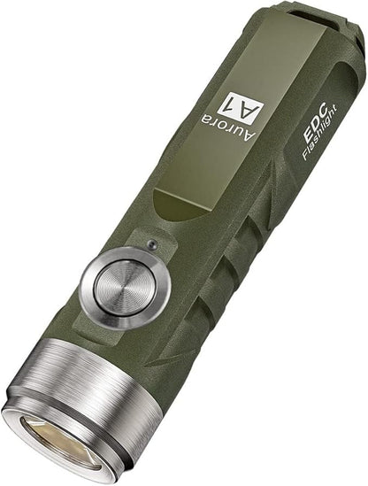 RovyVon A1 Gen 4 Rechargeable EDC Flashlight 650 Lumens Super Bright Outdoor Mini Keychain Flashlights for Everyday Carry, Camping, Thanksgiving (Military Green)