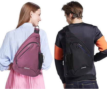 Hanke Sling Bag Men Backpack Unisex One Shoulder Bag Hiking Travel Backpack Crossbody with USB Port Versatile Casual Daypack