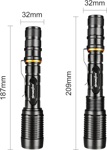 2 Pack 5 Modes LED Rechargeable 5000 High lumens Flashlights, Super Bright Zoomable Flashlight Waterproof for Kids Camping，emergencies