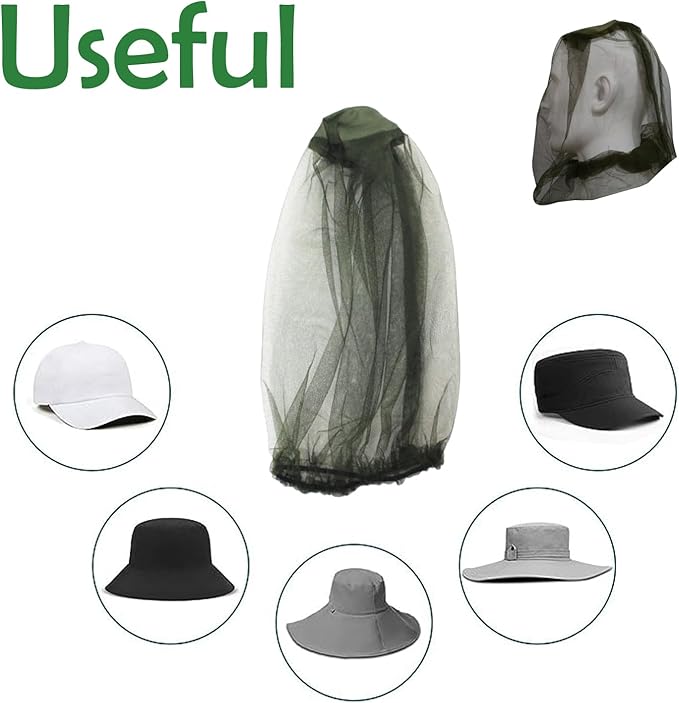 2 Pcs Mosquito Head Net,Removable Mosquito Head Net for Outdoors,Mosquito Hat Mask Head Cover for Camping Hiking Fishing Climbing Protecting from Bee Mosquito Gnats