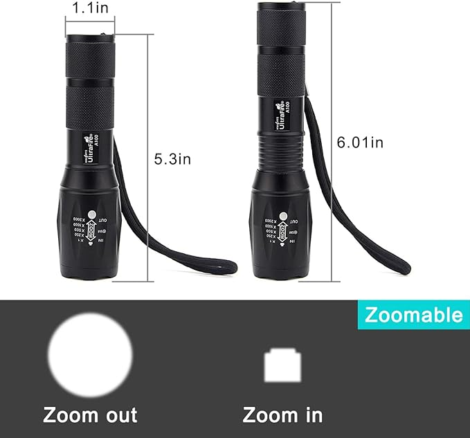 ULTRAFIRE A100 Tactical LED Flashlight Mini,800 Lumen Hunting Handheld Flashlight Focusable 3 Colors Exchange Glass Lens (Generate RED or Green Light)
