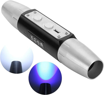 Jade Appraisal Flashlight, DX4 USB Rechargeable Jade Appraisal Light Detector Lamp 4 Lights Expert Jade UV Torch for Jewelry Appraisal , Currency Checking