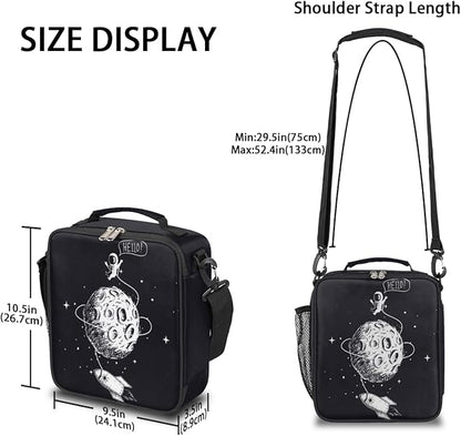 Universe Lunch Box for Kids, Space Moon Astronaut Lunch Bag for Boys Girls, Reusable Insulated Waterproof Lunch Box with Adjustable Shoulder Strap Thermal Cooler Tote Bag for School Daycare Picnic
