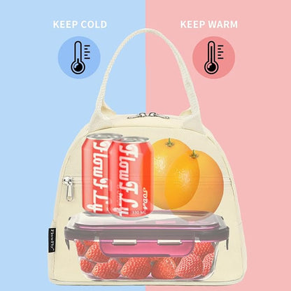 FlowFly Insulated Lunch Cooler Bag - Tote Organizer for Women/Men, Beige