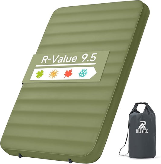 4" Thick Self-Inflating Camping Pad for Camping, Camping Sleeping Pads with Solid Foam, Sleeping Pad with Pump Sack, Compact Double Camping Sleep Bed for Tent, Car, Truck or Van