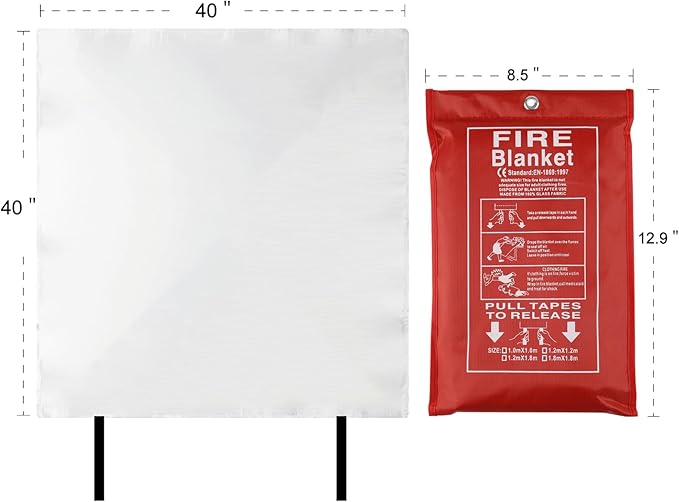 4 Packs Emergency Fire Blankets - 40“x 40” Camping Fire Suppression Blanket for Grill, Fire Pit - Portable Fire Blanket for Kitchen, Apartment, Offices, Warehouse