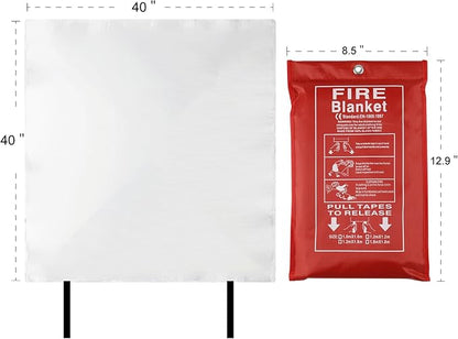 4 Packs Emergency Fire Blankets - 40“x 40” Camping Fire Suppression Blanket for Grill, Fire Pit - Portable Fire Blanket for Kitchen, Apartment, Offices, Warehouse