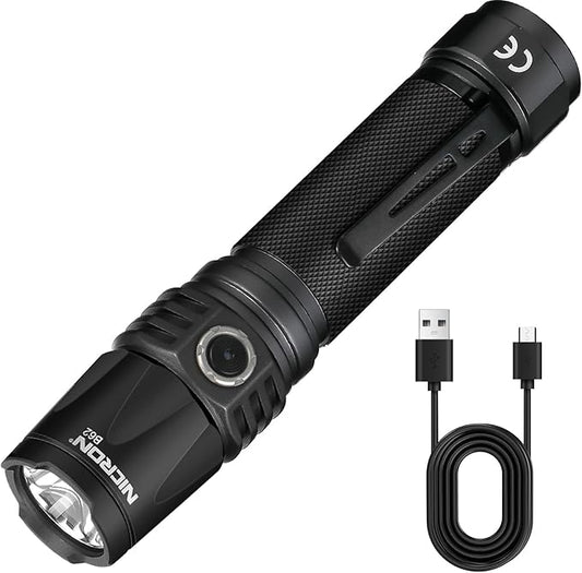 NICRON 1000 Lumens Rechargeable Tactical Flashlight: Led Flashlight Small, Bright, Powerful for Camping, Charged with Type C Cable