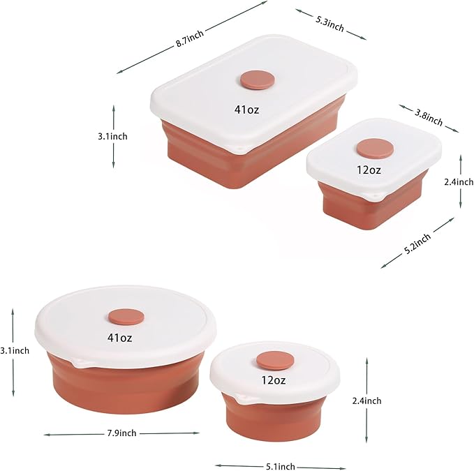 Collapsible Bowls for Camping（41oz,100% Food-grade Silicone Bowl with Lid Free BPA,Folding Mixing Bowls for Travel,RV storage,Leftovers,Swell Salad Bowl Kit