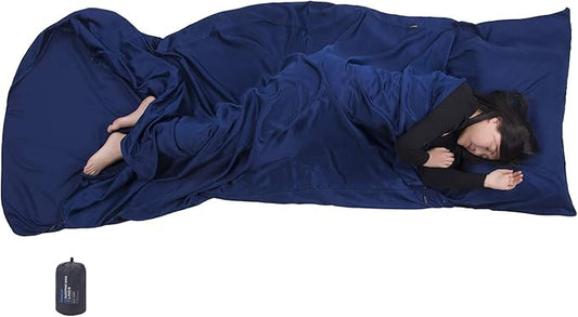 Browint Premium Sleeping Bag Liner with All Around Two-Way Zippers, 87"x41" Extra Wide Sleeping Sack for Hotel, Breathable Lightweight Travel Sheet, Multifunctional Bed Sheet for Camping, All Seasons