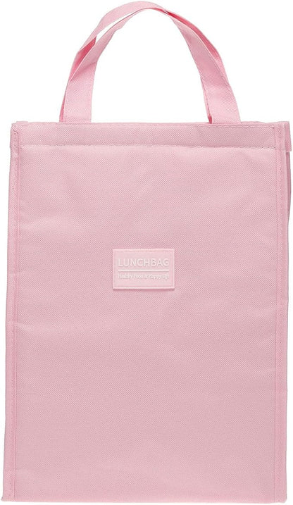 PATIKIL Insulated Lunch Bags, 10"x6"x13" Reusable Bento Bags Thermal Lunch Tote Portable Food Containers Bag for Men and Women, Pink