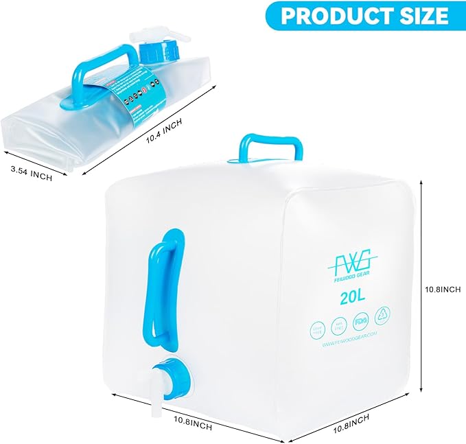 Collapsible Water Container with Spigot,Camping Water Container,BPA Free Portable Water Container for Camping Hiking RV Emergency Survival (3 Pack) 5.3 Gallon