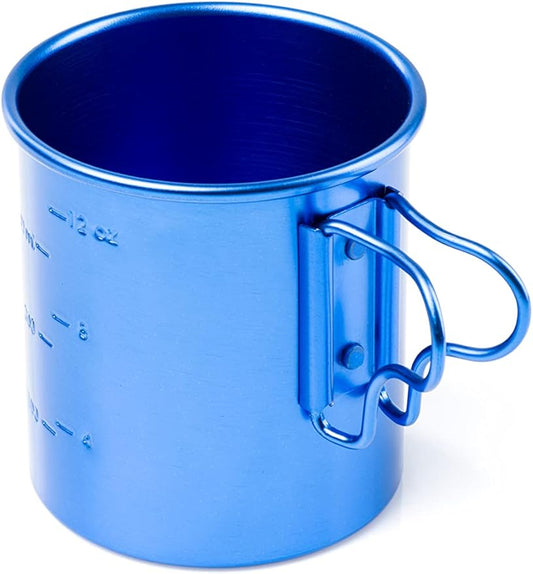 GSI Outdoors Bugaboo Cup - Ultralight Aluminum Camping & Backpacking Mug with Folding Handles - Hot Coffee, Tea, Soup (14oz)