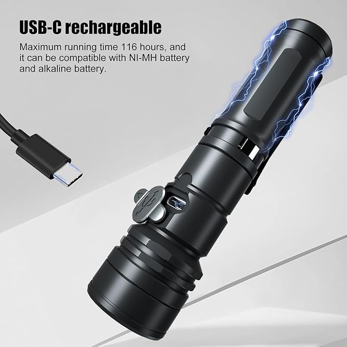CYANSKY Rechargeable Flashlight,Super Bright,Flashlights High Lumens, Small EDC Flashlights for Emergencies,with Magnetic Base,IP68 Waterproof Flash Light for Camping,Hiking,Outdoor,Home (Black)