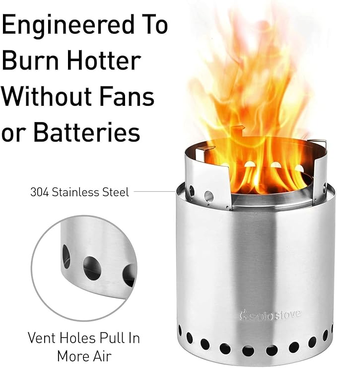 Solo Stove Campfire Camping Stove Portable Stove for Backpacking Outdoor Cooking Great Stainless Steel Camping Backpacking Stove Compact Wood Stove Design-No Batteries or Liquid Fuel Canisters Needed