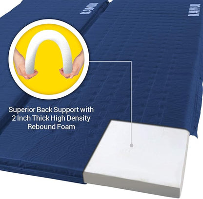 KAMUI Self Inflating Sleeping Pad - 2 Inch Thick Camping Pad Connectable with Multiple Mats for Tent and Family Camping (Blue)