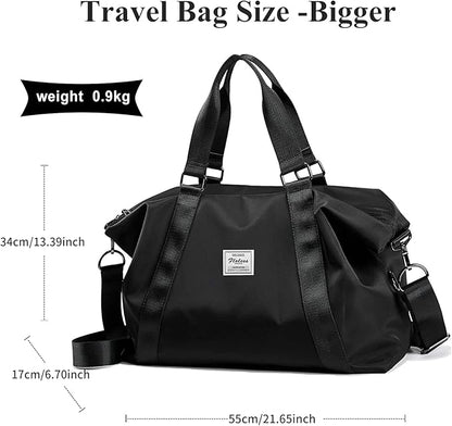 Travel Duffel Bag,Sports Tote Gym Bag,Shoulder Weekender Overnight Bag for Women